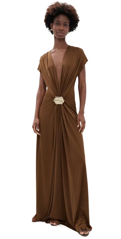 Alexis Lunaria Long Dress Mocha In Brown