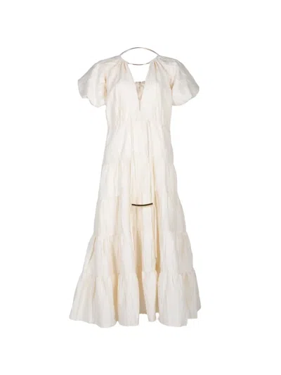 Alexis Lustre Tiered Midi Dress In White