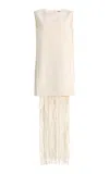 Alexis Mackenzie Convertible Fringed Woven Mini Dress In White