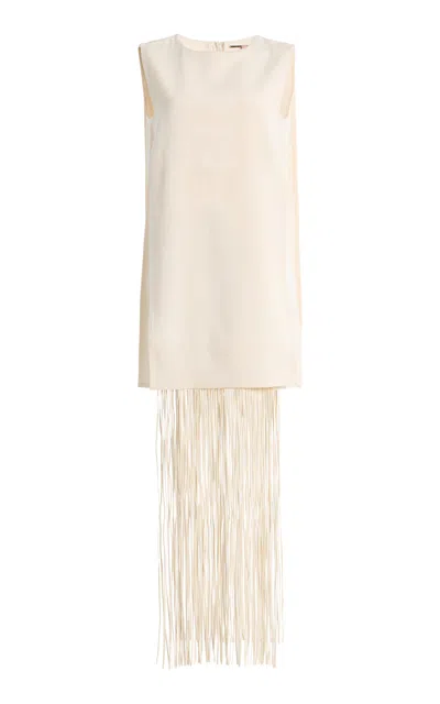 Alexis Mackenzie Convertible Fringed Woven Mini Dress In White