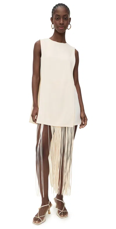 Alexis Mackenzie Dress With Removable Fringe In White
