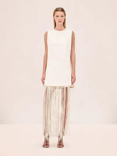 Alexis Mackenzie Dress With Removable Fringe In White