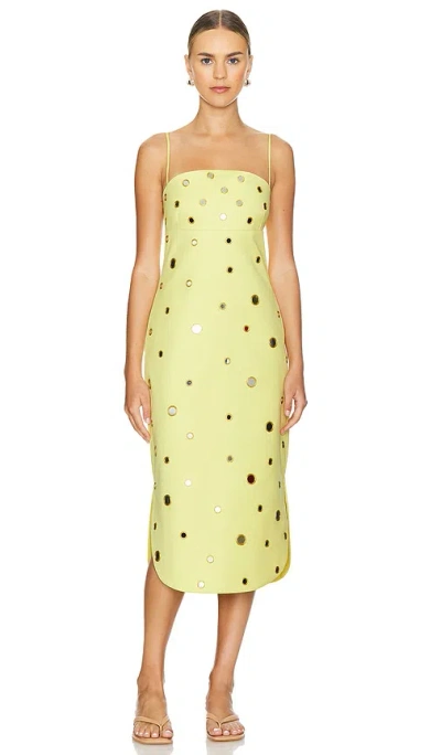 Alexis Malia Grommet-detailed Cotton Midi Dress In Yellow