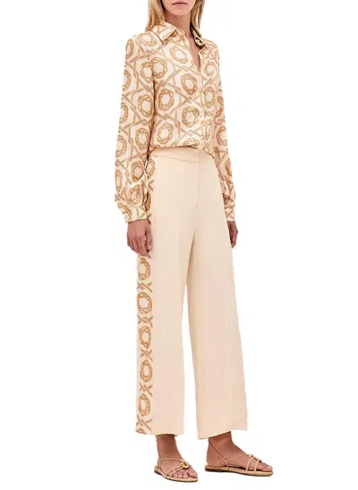 Alexis Maraville Long Sleeve Button Down Top In Ivory/orange