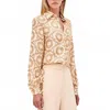 Alexis Maraville Long Sleeve Button Down Top In Ivory/orange In Multi