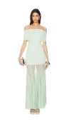 Alexis Marce Off-the-shoulder Pleated Knit Maxi Dress In 薄荷色