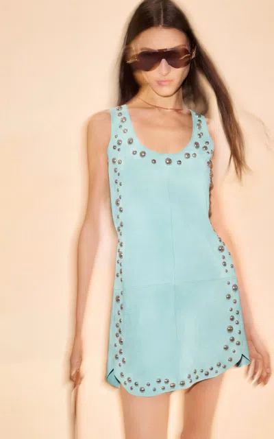 Alexis Maryn Genuine Suede Mini Dress In Blue