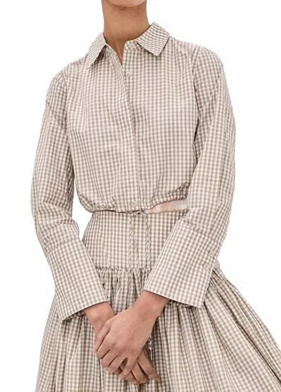 Alexis Mazi Gingham-check Drawstring-hem Top In Brown
