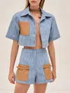 Alexis Brook Pocket-detail Cropped Shirt In Blue