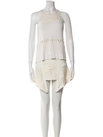 Pre-owned Alexis Mesh Accents Skirt Set In Neutral