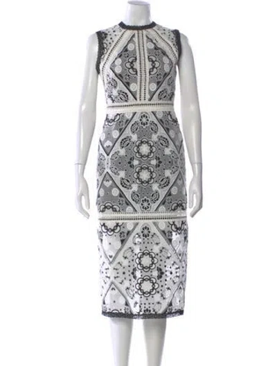 Pre-owned Alexis Mesh Knee-length Dress In White