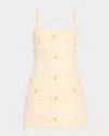 Alexis Michel Button-front Sleeveless Tweed Mini Dress In Ivory