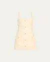 Alexis Michel Button-front Sleeveless Tweed Mini Dress In Ivory
