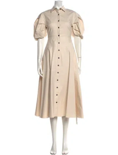 Pre-owned Alexis Midi Length Dress In Neutral