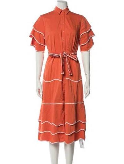 Pre-owned Alexis Midi Length Dress In Orange