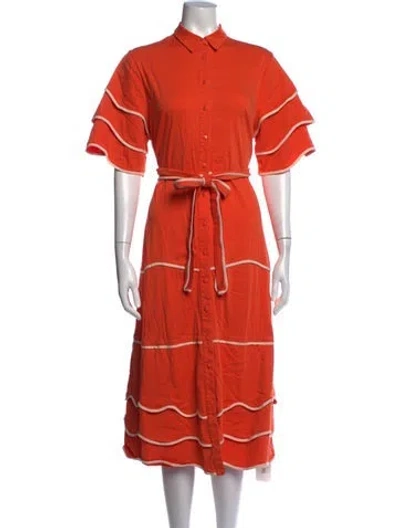 Pre-owned Alexis Midi Length Dress In Orange