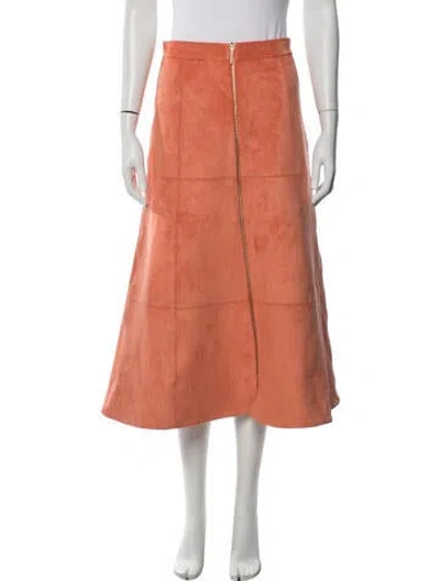 Pre-owned Alexis Midi Length Skirt In Orange