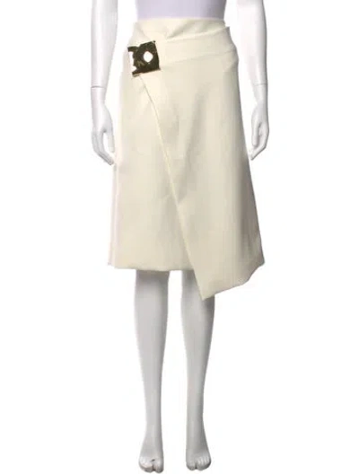 Pre-owned Alexis Midi Length Skirt In White