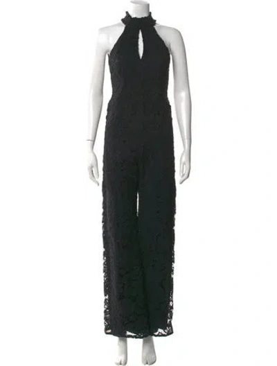 Pre-owned Alexis Mock Neck Jumpsuit In Black