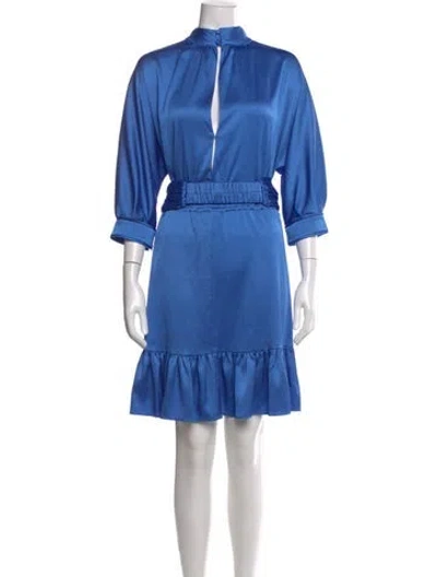 Pre-owned Alexis Mock Neck Knee-length Dress In Blue