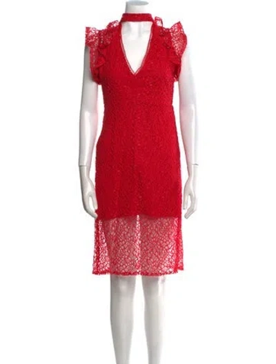 Pre-owned Alexis Mock Neck Knee-length Dress In Red