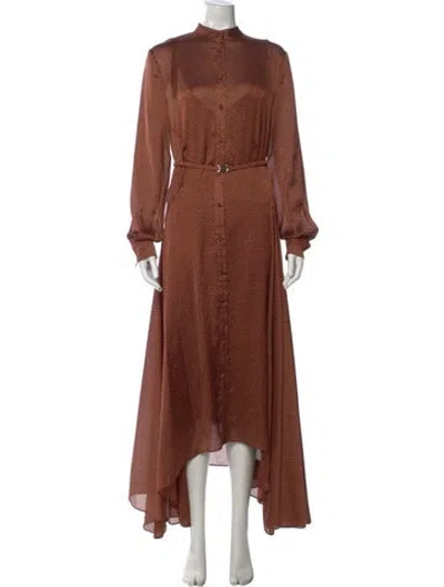 Pre-owned Alexis Mock Neck Long Dress In Brown