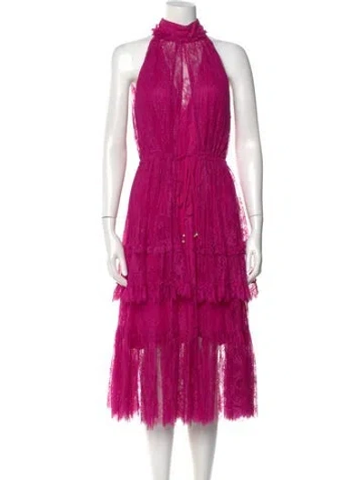 Pre-owned Alexis Mock Neck Long Dress In Purple