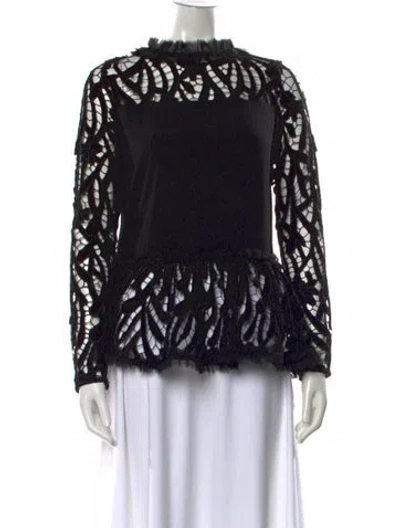 Pre-owned Alexis Mock Neck Long Sleeve Blouse In Black