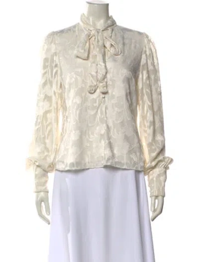 Pre-owned Alexis Mock Neck Long Sleeve Blouse In Neutral