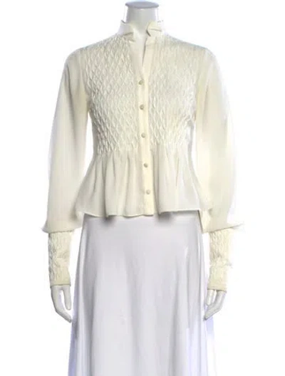 Pre-owned Alexis Mock Neck Long Sleeve Blouse In Neutrals
