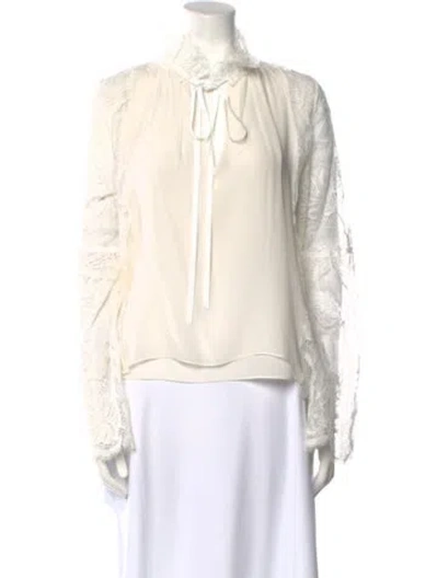 Pre-owned Alexis Mock Neck Long Sleeve Blouse In White