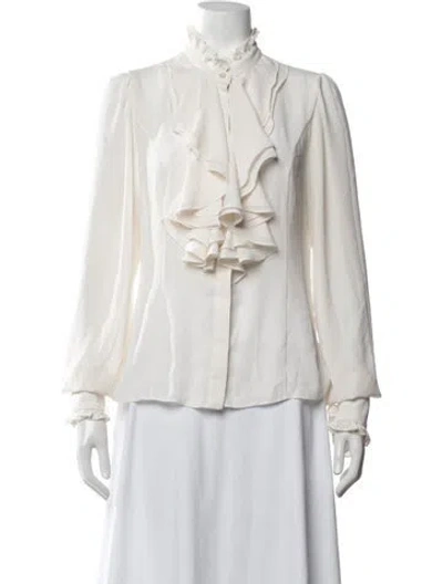 Pre-owned Alexis Mock Neck Long Sleeve Blouse In White
