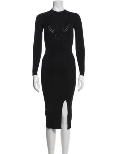 Pre-owned Alexis Mock Neck Midi Length Dress In Black