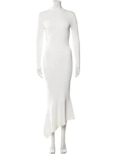 Pre-owned Alexis Mock Neck Midi Length Dress W/ Tags In White