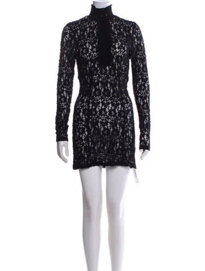 Pre-owned Alexis Mock Neck Mini Dress In Black
