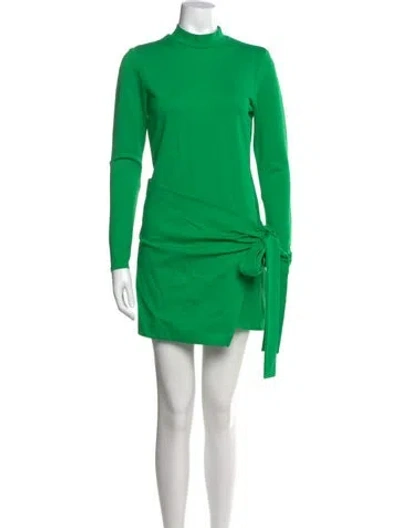 Pre-owned Alexis Mock Neck Mini Dress In Green