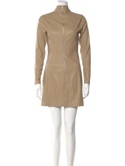 Pre-owned Alexis Mock Neck Mini Dress In Neutral