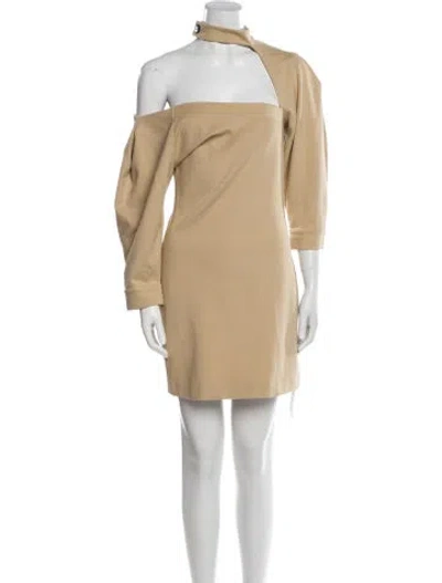 Pre-owned Alexis Mock Neck Mini Dress In Neutral