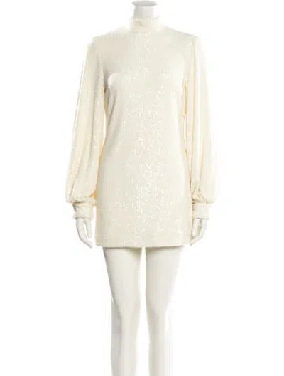Pre-owned Alexis Mock Neck Mini Dress In Neutral