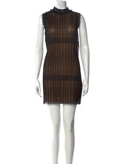 Pre-owned Alexis Mock Neck Mini Dress In Neutral