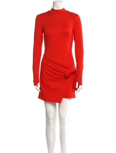 Pre-owned Alexis Mock Neck Mini Dress In Orange