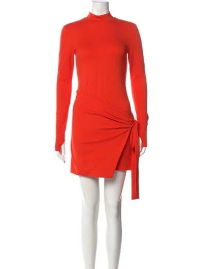 Pre-owned Alexis Mock Neck Mini Dress In Orange