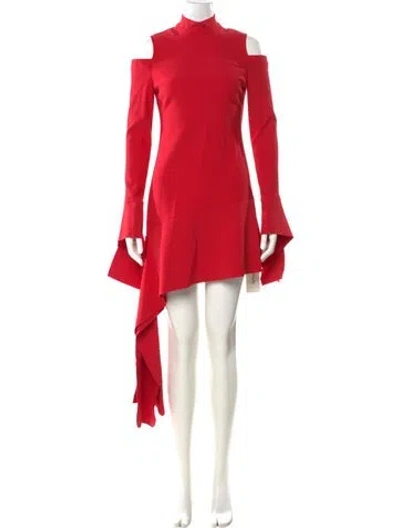 Pre-owned Alexis Mock Neck Mini Dress In Red