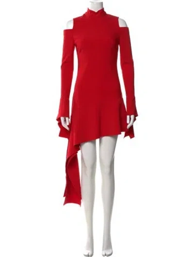 Pre-owned Alexis Mock Neck Mini Dress In Red