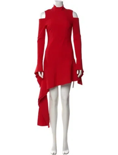 Pre-owned Alexis Mock Neck Mini Dress In Red