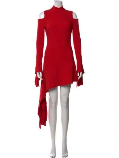 Pre-owned Alexis Mock Neck Mini Dress In Red