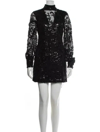 Pre-owned Alexis Mock Neck Mini Dress W/ Tags In Black