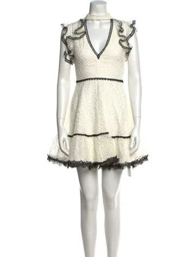 Pre-owned Alexis Mock Neck Mini Dress In White