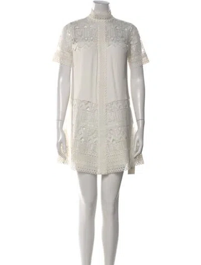 Pre-owned Alexis Mock Neck Mini Dress In White