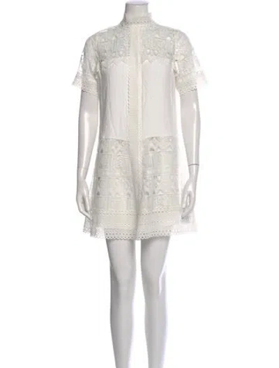 Pre-owned Alexis Mock Neck Mini Dress In White